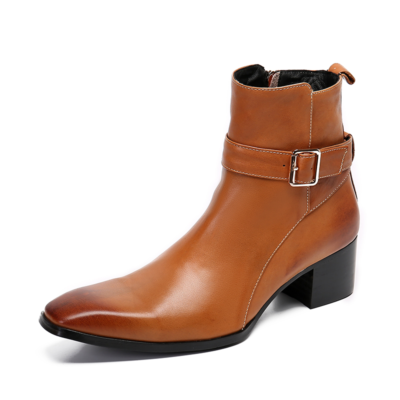ฤดูหนาวสีน้ําตาลหัวเข็มขัดชี้ผ - Men Formal Wear With Boots บทวิจารณ์และราคา